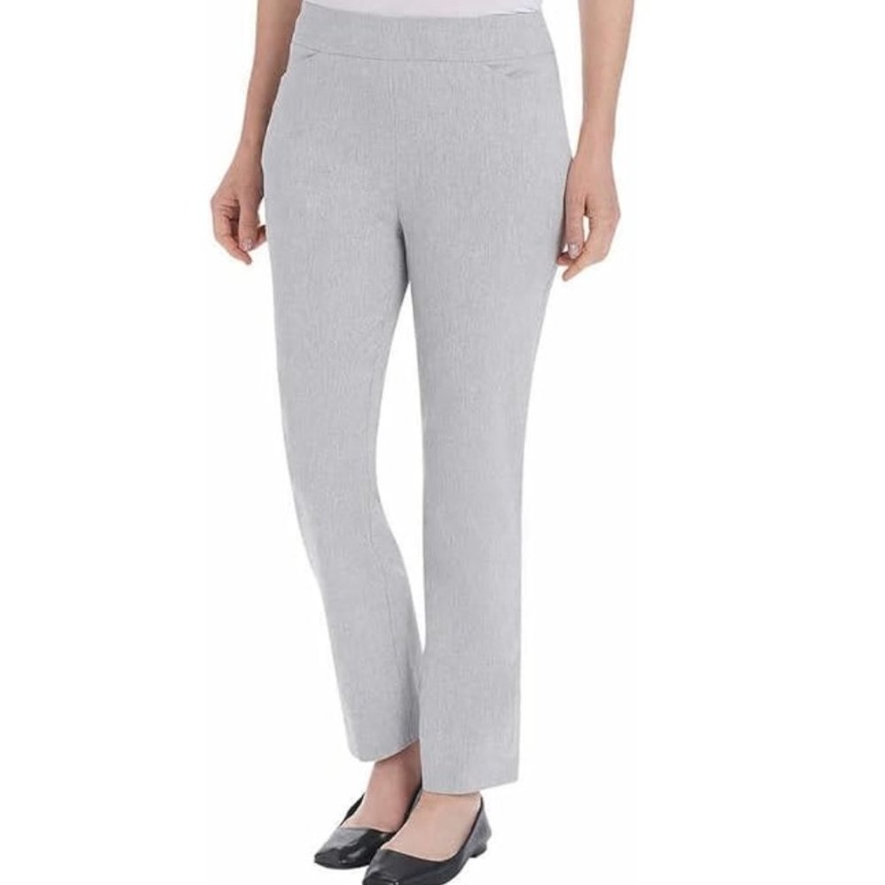 NWT Hilary Radley Women Pull On Ankle Dress Pants Heather Gray Sz 2XL $50 3HL171